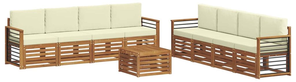 vidaXL Sofagarnituren 9 pcs Natur und Creme Massivholz Akazie