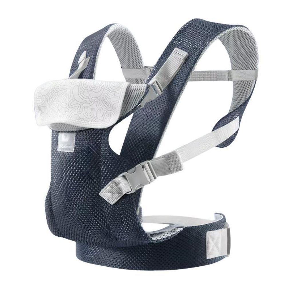 Verstellbare Babytrage 3-in-1, ergonomische Tragehilfe mit Kopfstütze, atmungsaktiv, abnehmbar, für 1–36 Monate, atmungsaktiv, Dunkelblau