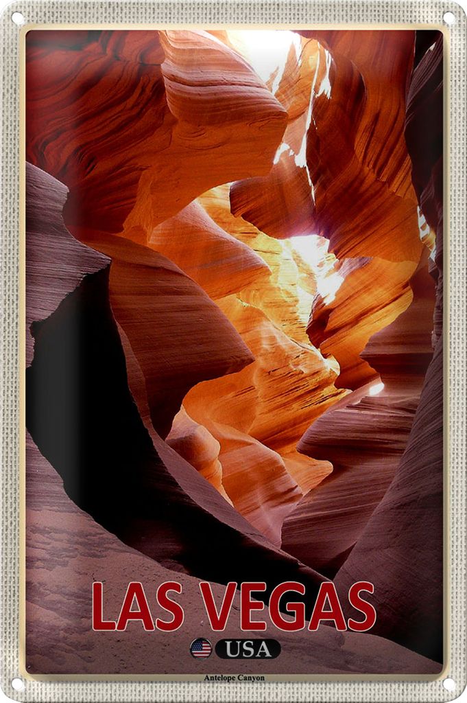 Blechschild Reise 18x12cm Las Vegas USA Antelope Canyon