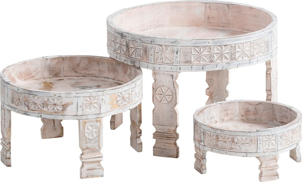 Couchtisch Chakki 3er Set vintage weiß