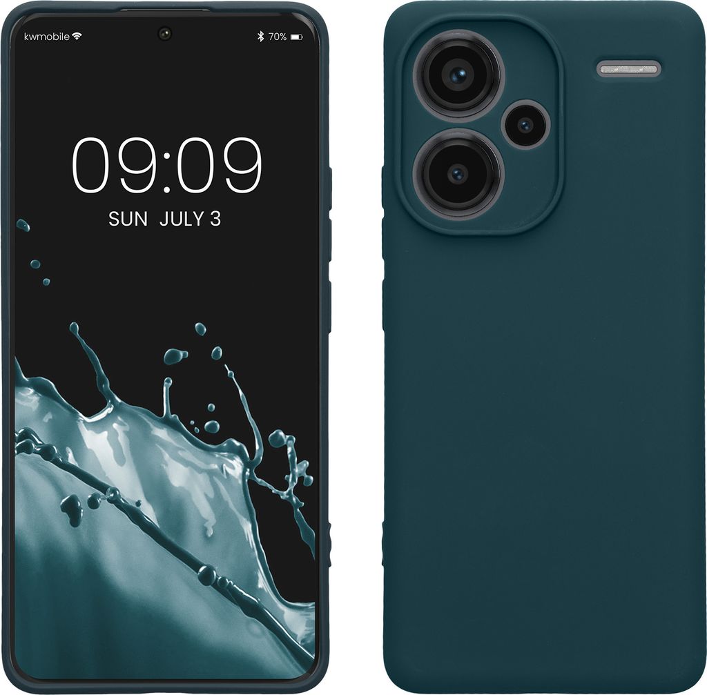 kwmobile Slim Case kompatibel mit Xiaomi Redmi Note 13 Pro+ 5G / Redmi Note 13 Pro Plus 5G Hülle - Handyhülle aus Silikon in Petrol matt