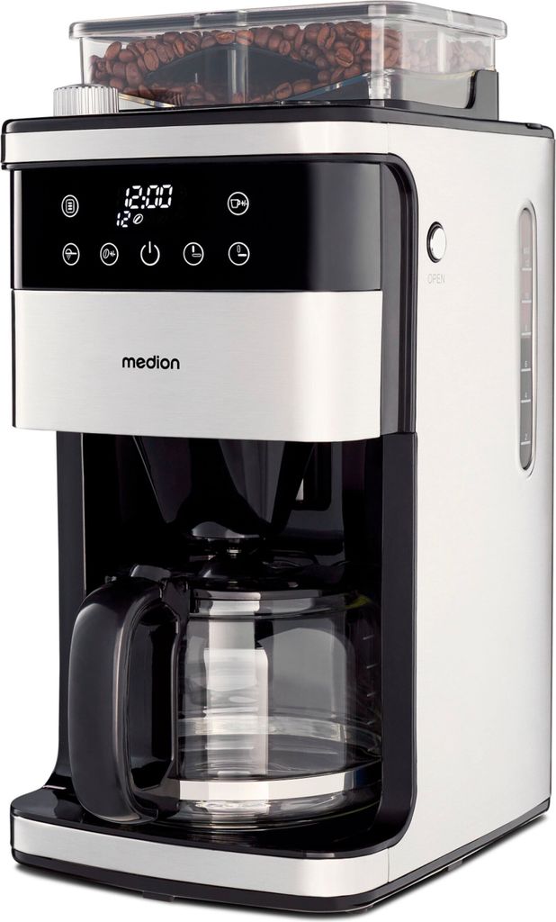 MEDION Kaffeemaschine mit Mahlwerk und Glaskanne (1,5 Produktbild 