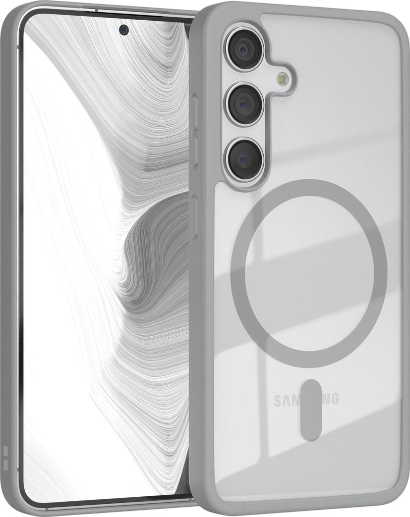 EAZY CASE Clear MagSafe Case für Samsung Galaxy S24, Qi-Charging, Silikon mit Kameraschutz, Bumper Case in