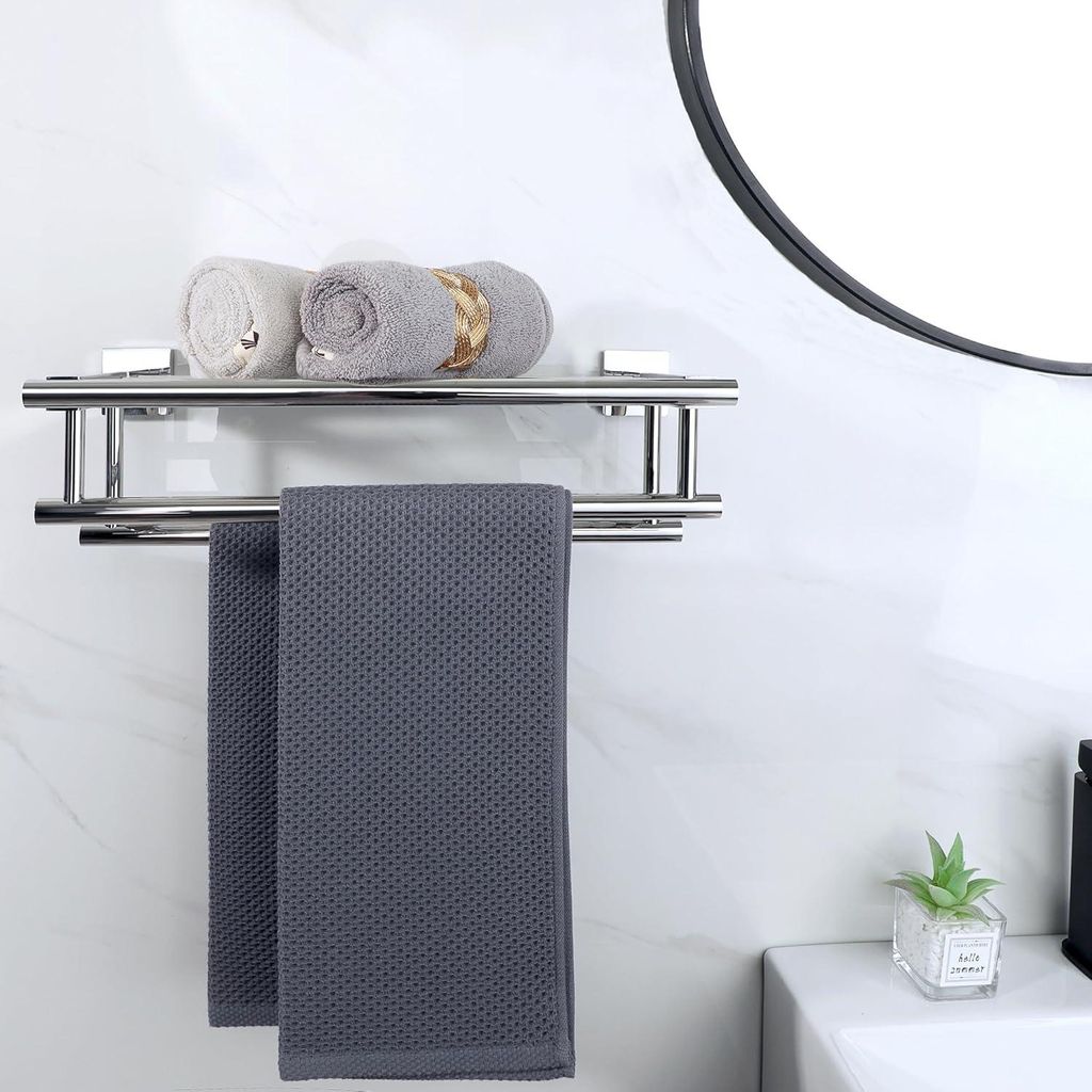 Stilvolle doppelte Handtuchhalter für Badezimmer und Küche aus Edelstahl, 50 cm