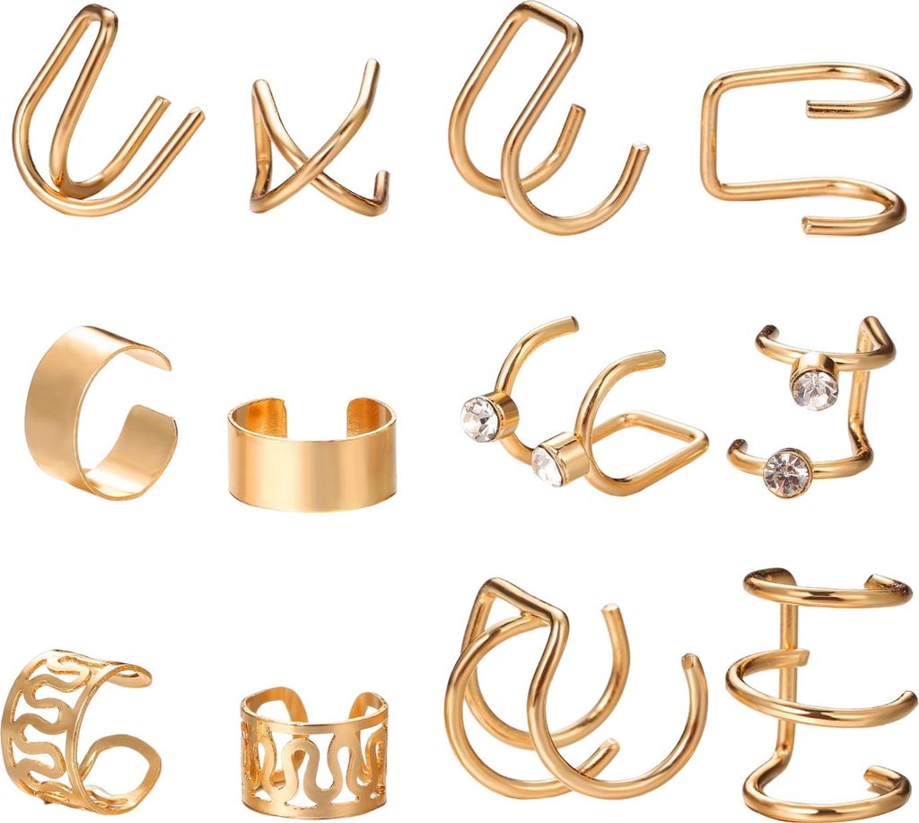 Set Ohrklemmen für Damen, nicht durchdringende Knorpelohrringe, funkelnde Ohrringe, Ohrclips, hypoallergene Creolen für Frauen, Teenager, Mädche...