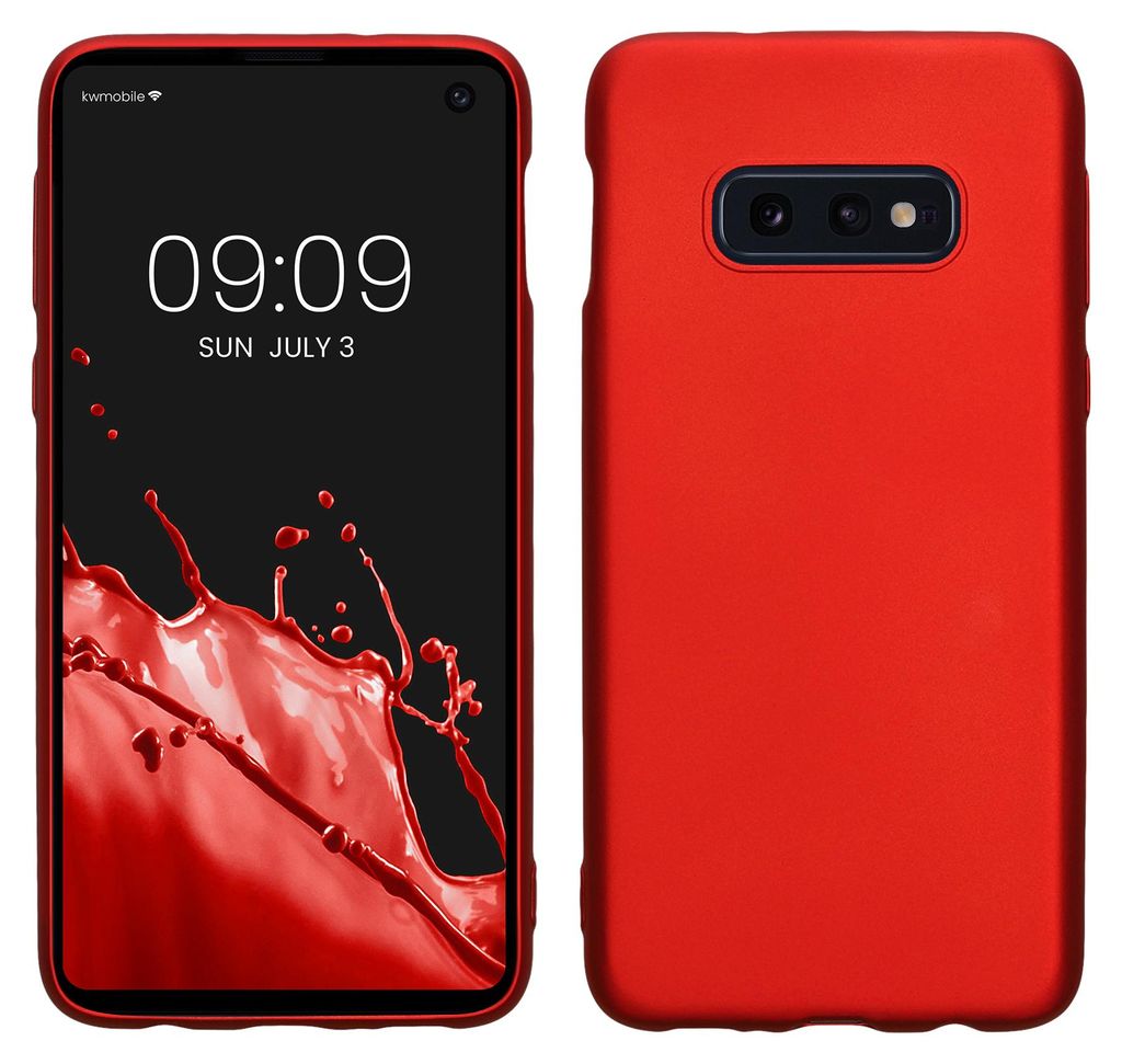kwmobile Handyhülle für Samsung Galaxy S10e Hülle - Silikon Case metallisch schimmernd - Schutzhülle Cover - Metallic Dunkelrot