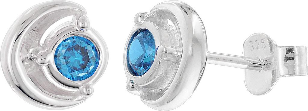 trendor 21422-05 Damen Ohrringe 925 Silber Ohrstecker Zirkonia Saphir-Blau