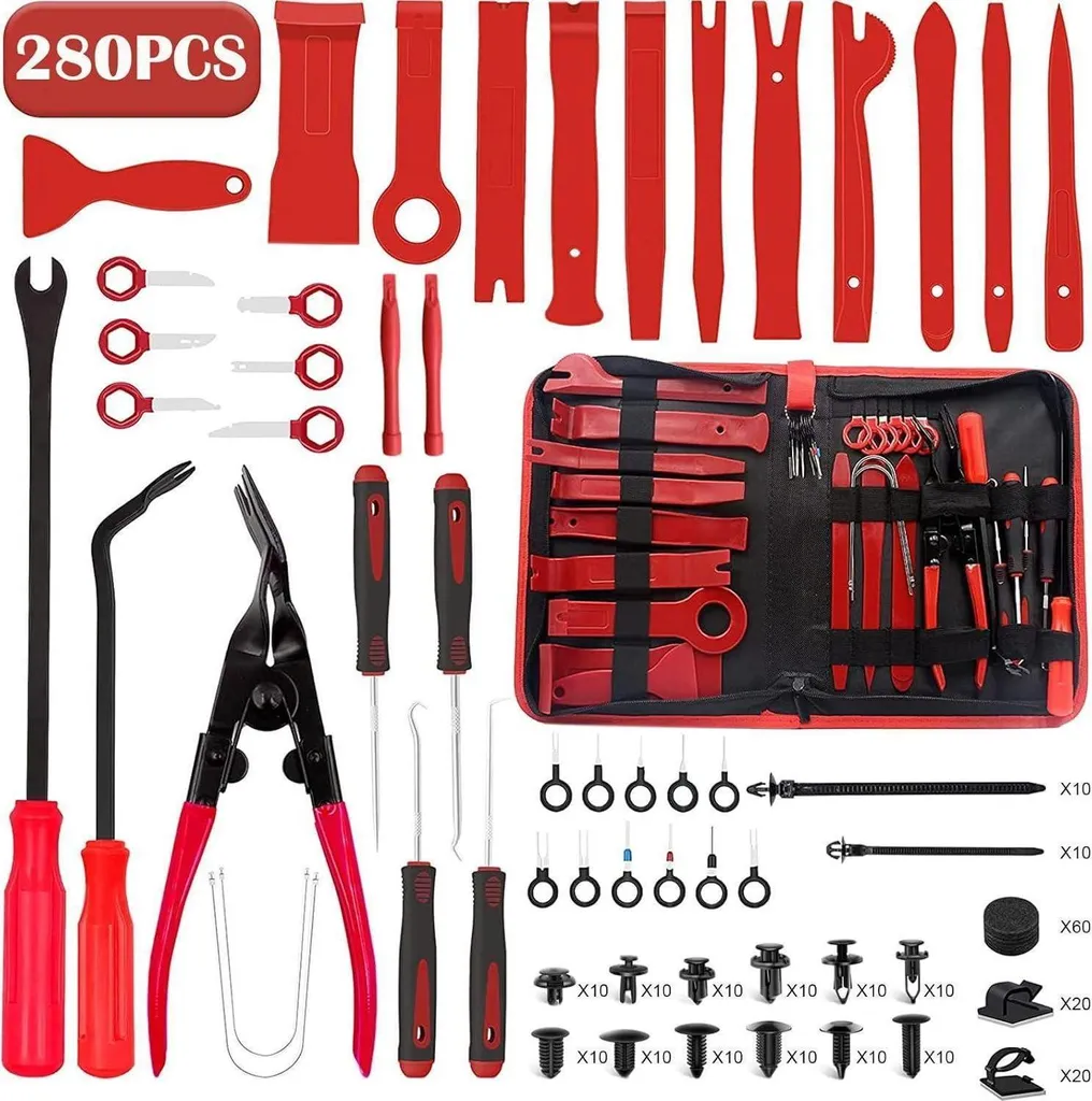 Kit 280 pièces démontage garniture pour retirer clips et rivets de porte