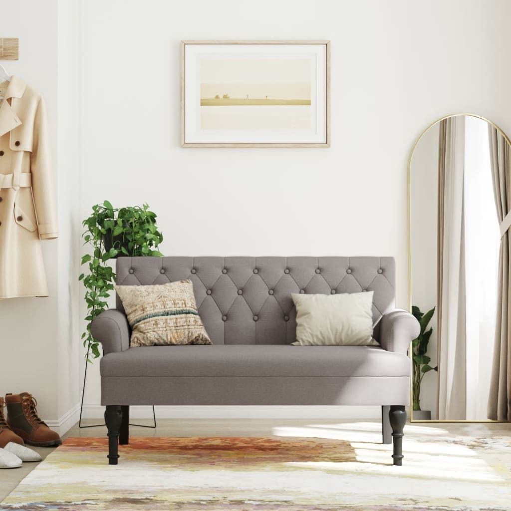 "2026 Promotion" Sitzbank für Garten, Holzbank mit Rückenlehne Taupe 120x62x75,5 cm Stoff - Gartenbänke CC22570