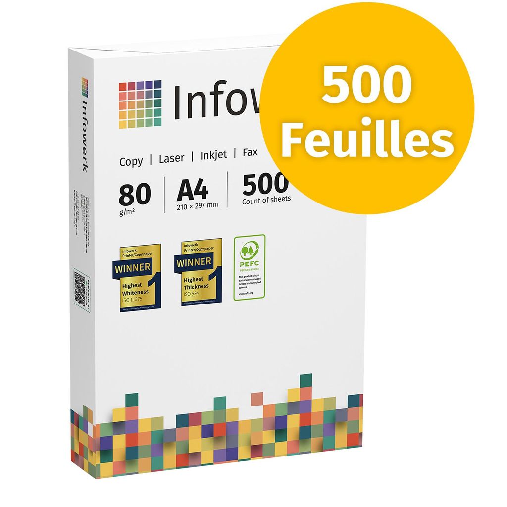 Infowerk Papier d'impression Papier de copie 500 feuilles 1 Image du produit 