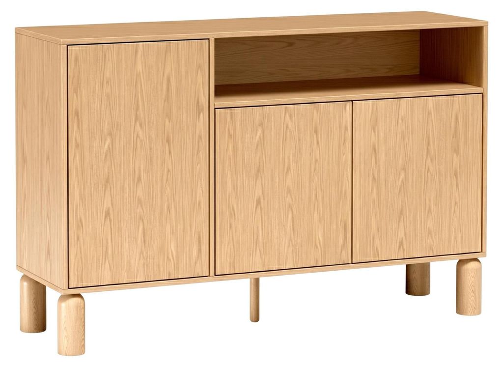 Sideboard - 140 x 92 cm - Kommode Eiche Optik - Anrichte mit Schubladen und Fächern - Holzfüße - SANDEN