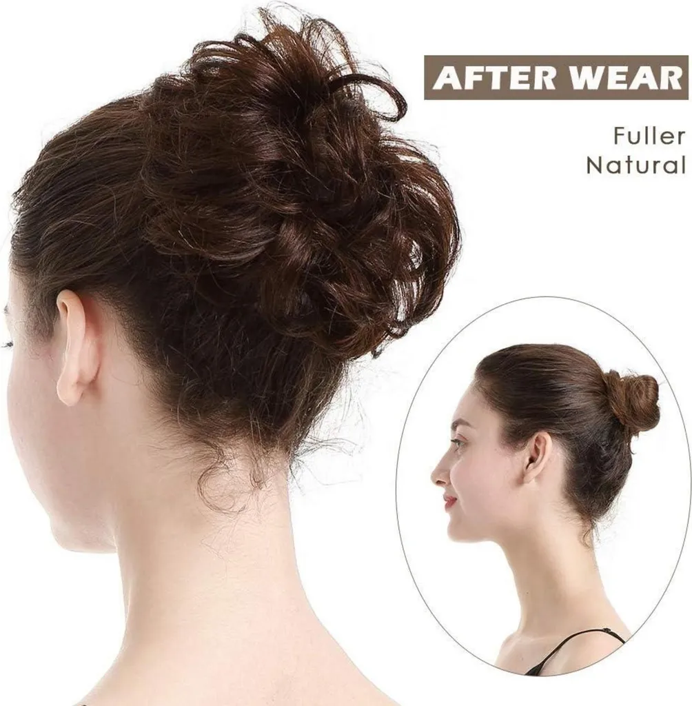 Postiche Chignon pour Mariage et Soirée en Cheveux Naturels Châtains