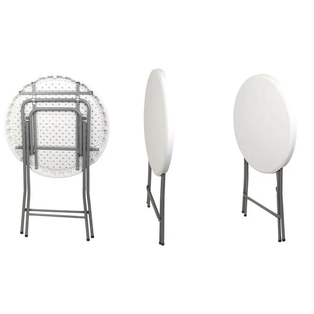 Table haute blanche Ø81cm pliable - Mange-debout de réception robuste
