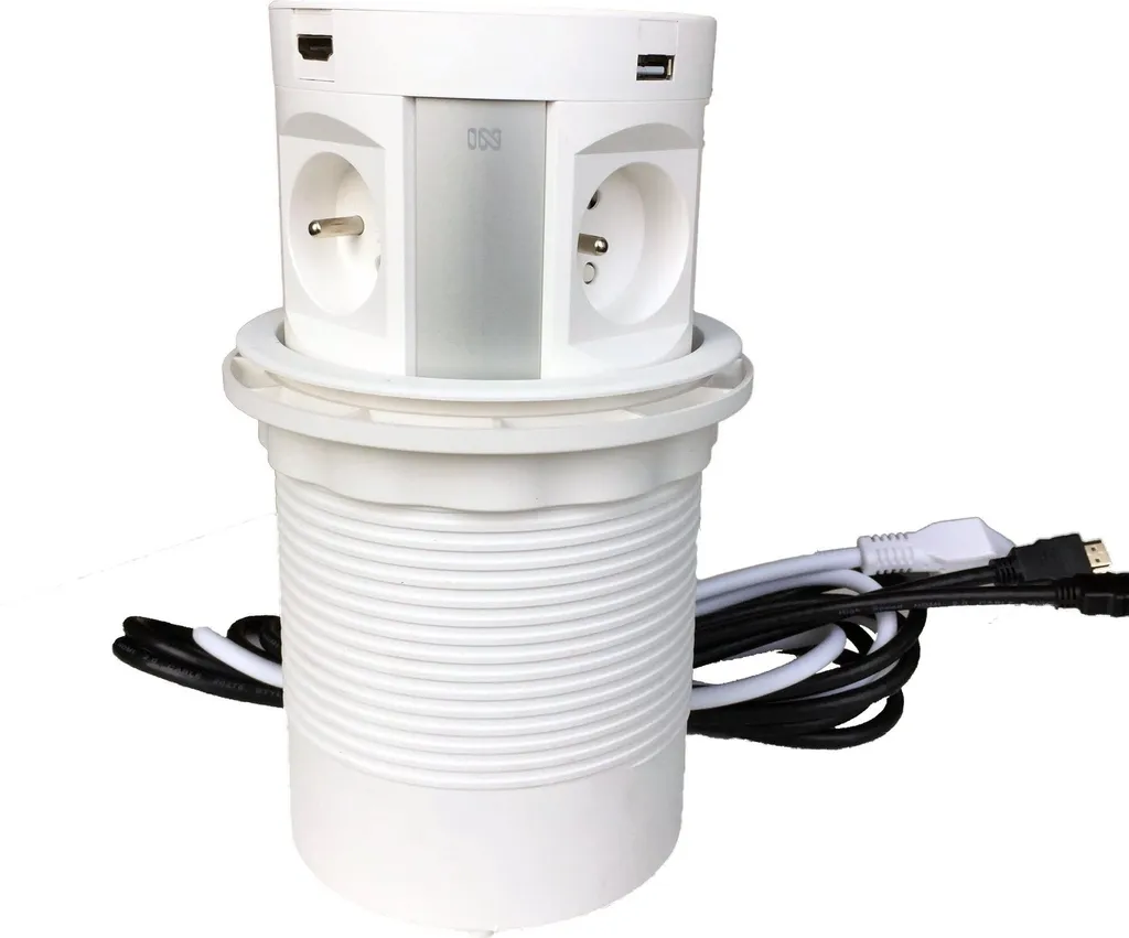 Prise coulissante pneumatique IN avec chargeur Qi sans fil et HDMI 4K