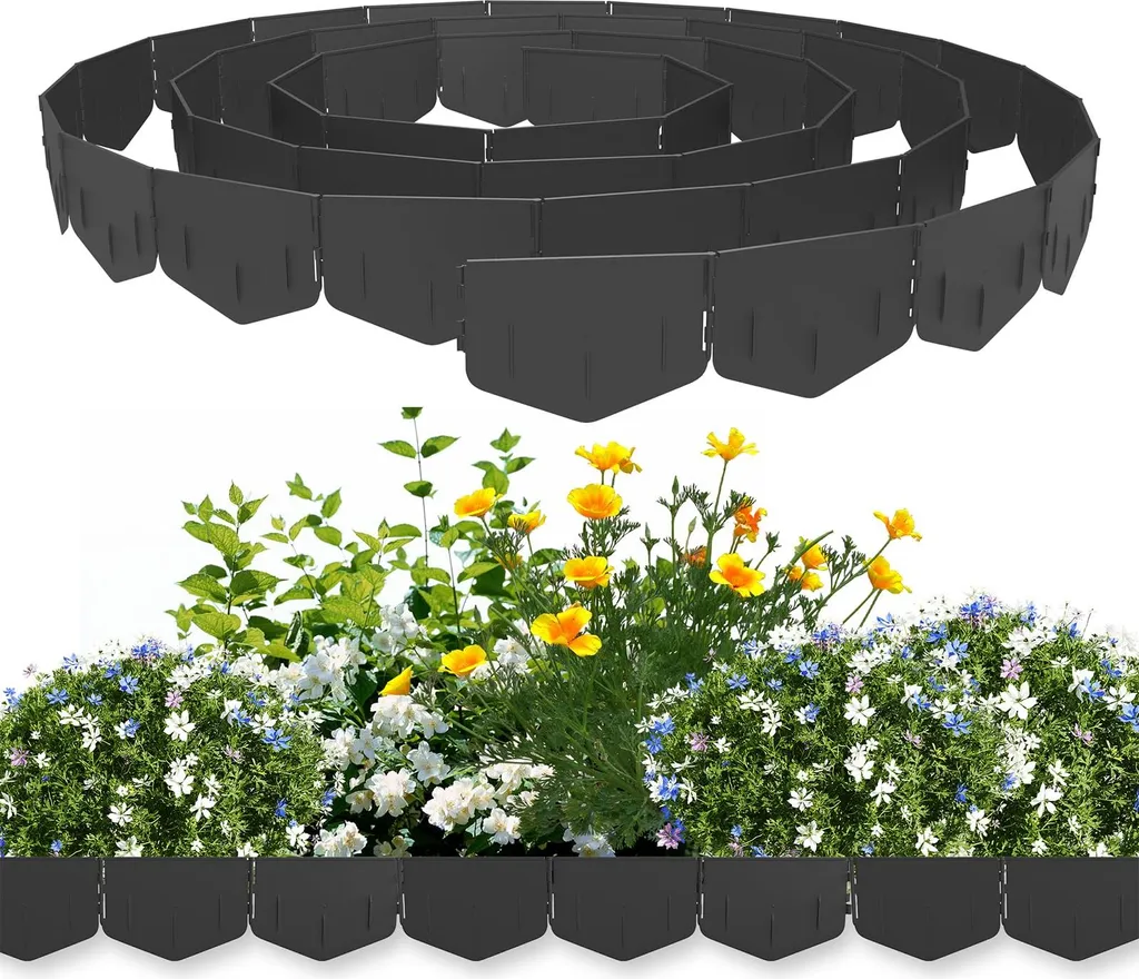 Bordure de parterre jardin en plastique noir 10m kit de 50 bordurettes