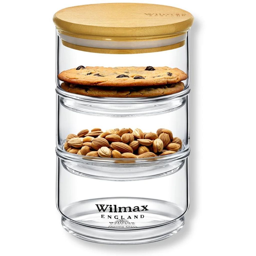 Wilmax Frischhaltedosen mit Deckel - 20 cm - Drei Ebenen - Frischhaltebox - Frischhaltedosen - Spülmaschinenfest