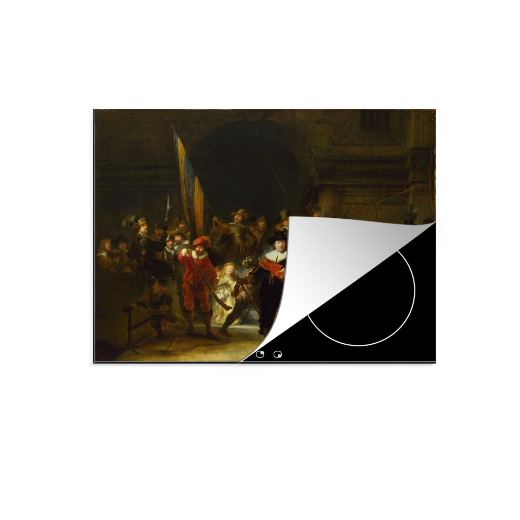 KitchenYeah Herdabdeckplatte Die Nachtwache - Rembrandt van Rijn , 75x52cm, Küche Deko, Glaskeramikkochfeld Herdabdeckung, Abdeckplatte fùr Koc...