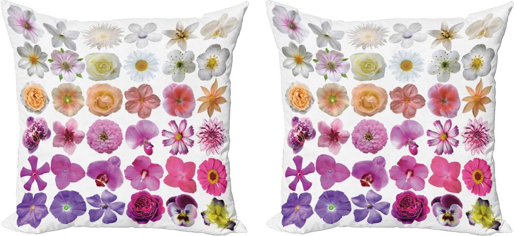 ABAKUHAUS Blume Kissenbezug Set (2Stück), Blumen Petunia Botanic, doppelseitiges Digitaldruckdekor mit Reißverschluss, 50 cm, Weißer Flieder Rosa