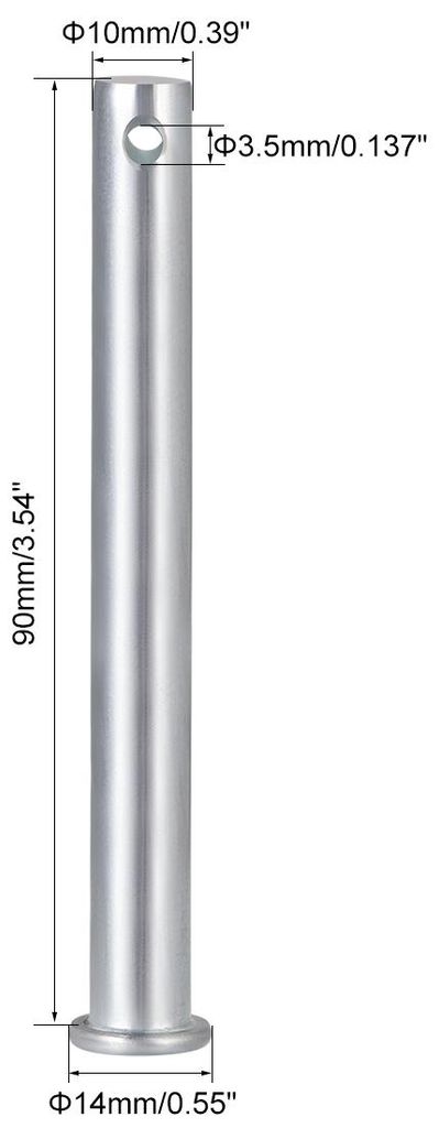 10 Stš¹ck Steckbolzen Einloch Gabelbolzen 10mm x 90mm Splintstift Flachkopf verzinkter Stahl Lochbolzen