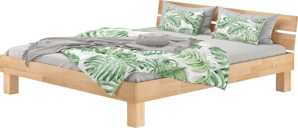 Geöltes Massivholzbett 200x200 Buche Großfamilienbett Doppelbett Zubehör wählbar 60.86-20ohne Zubehör