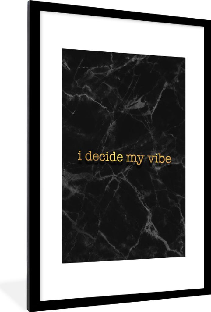 MuchoWow Gerahmtes Poster Zitate - Motivation - Gold - Marmor 60x90 cm - Poster mit Schwarzem Bilderrahmen Wandposter Rahmen Foto Bilder - Dekora...