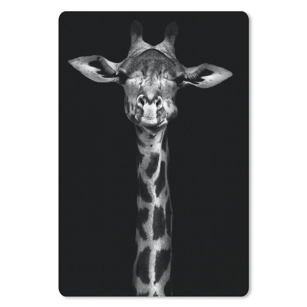 MuchoWow Mauspad Mousepad Giraffe - Porträt - Tiere - Schwarz - Weiß 18x27 cm - Mousepads - Maus Mat - Pad - Mausunterlage