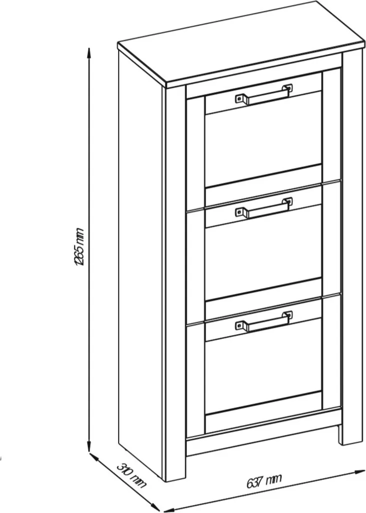 Fini le désordre : armoire chaussures TEORIA 2 blanc chêne 3 tiroirs