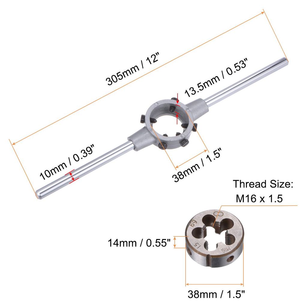 Matrize Set M16 x 1.5 Rundstempel 38mm M12-M16 Halterung Einstellbare Schlš¹ssel