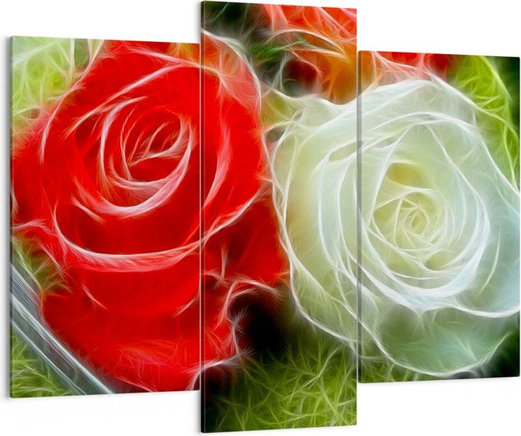 Bild auf Leinwand - Leinwandbild - Blumen Blumenstrauß Rose - 130x100cm - Wand Bild - Wanddeko - Leinwanddruck - Bilder - Kunstdruck - Wanddekorat...