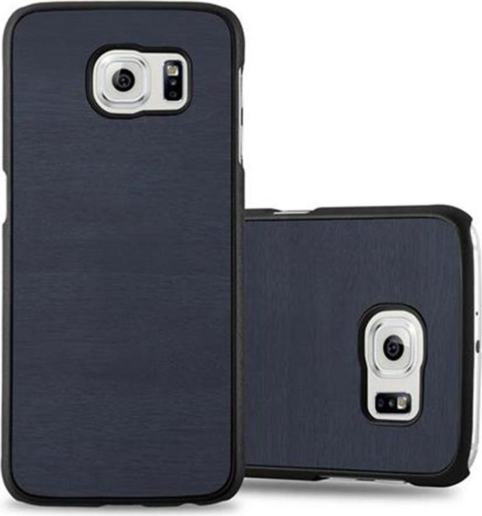 Cadorabo Hülle für Samsung Galaxy S6 Schutz Hülle in Blau Hard Case Etui Holz Optik Handyhülle