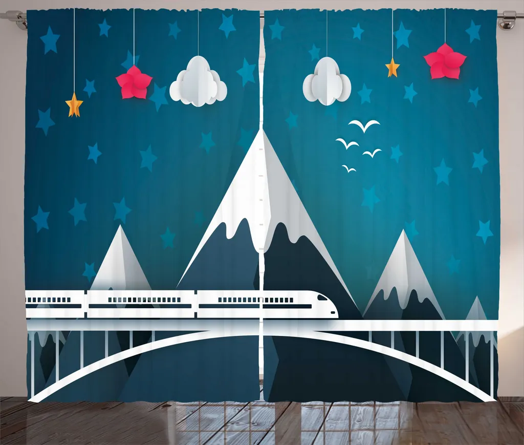 ABAKUHAUS Rideau Rustique Chemin de Fer Style Cartoon 280 x 225 cm