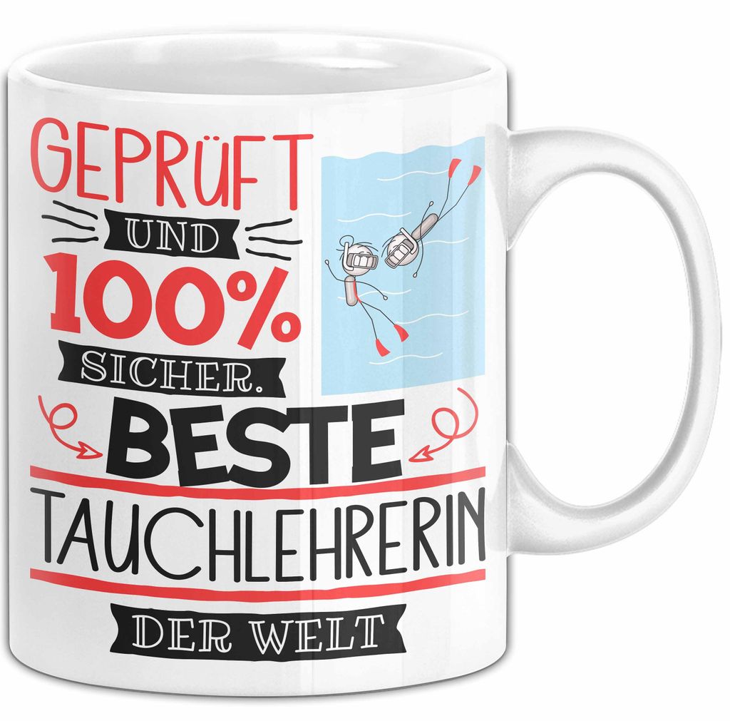 Beste Tauchlehrerin Der Welt Tasse Geschenk für Eine Tauchlehrerin Und Sicher Geschenkidee Geburtstag Weihnachten (Weiß)