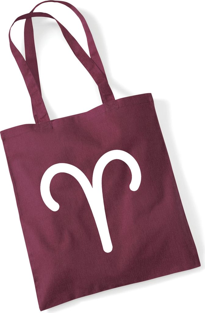 Huuraa Jutebeutel Widder Sternzeichen Zeichen 10 Liter Burgundy Baumwolle Tasche Geschenkidee
