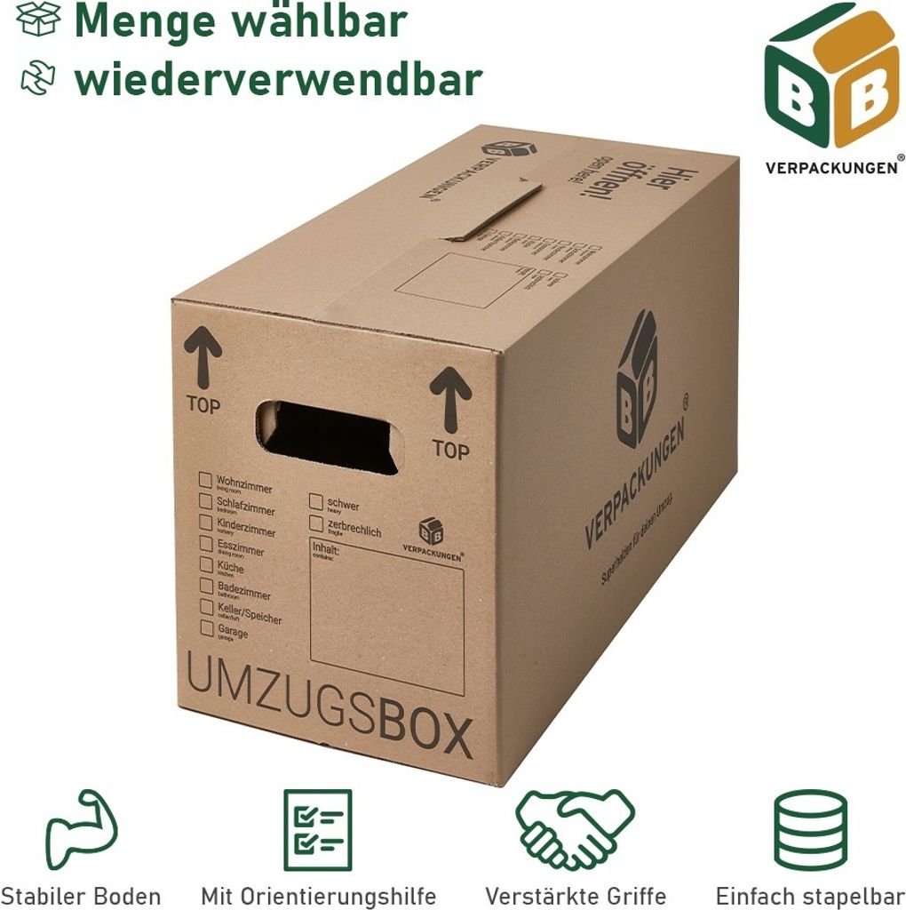 20 x Umzugskarton Smart 40 kg Traglast stabile Umzugskiste Produktbild 1
