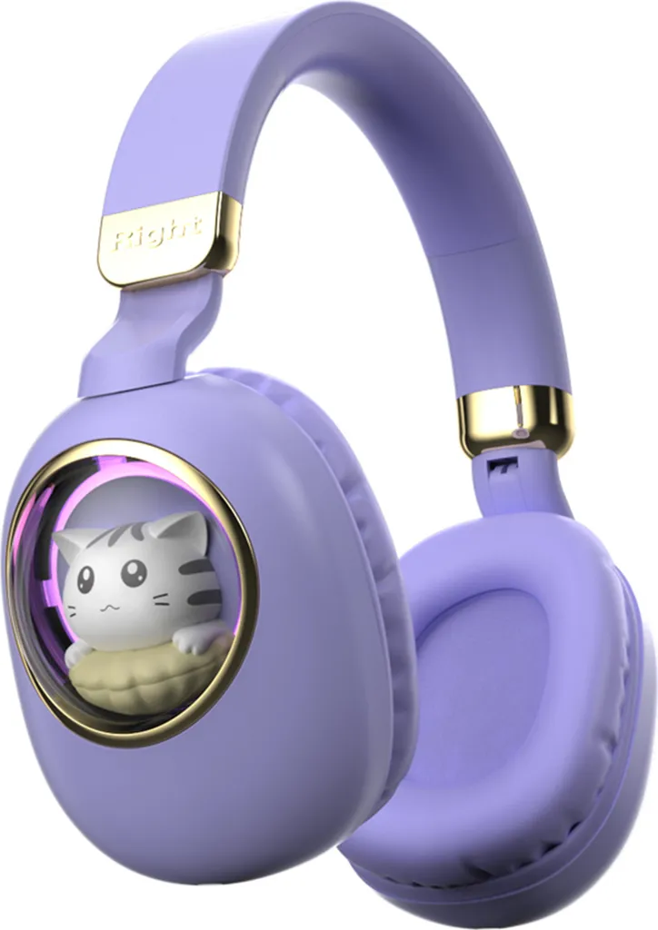 Casque de jeu Bluetooth Violet avec LED RGB : Son immersif et port AUX