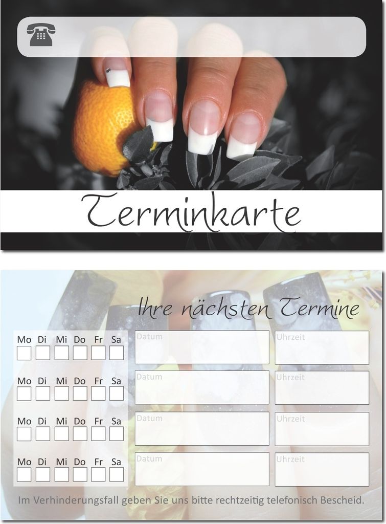 200 Stück hochwertige Terminkarten Nagelstudio Maniküre Produktbild 