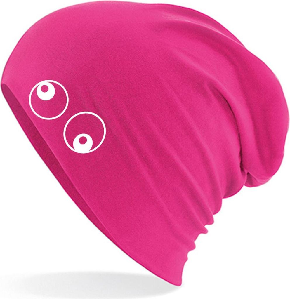 Huuraa Beanie Freaky Eyes Fuchsia One Size Baumwolle und Elasthan Mütze Geschenkidee