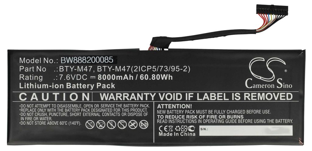 vhbw Akku kompatibel mit MSI GS43VR 6REAC16H21, GS43VR-6RE16H21, GS43VR 6RE-053ES, GS43VR 6RE16H21 Notebook (8060 mAh, 7,6 V, Li-Ion)