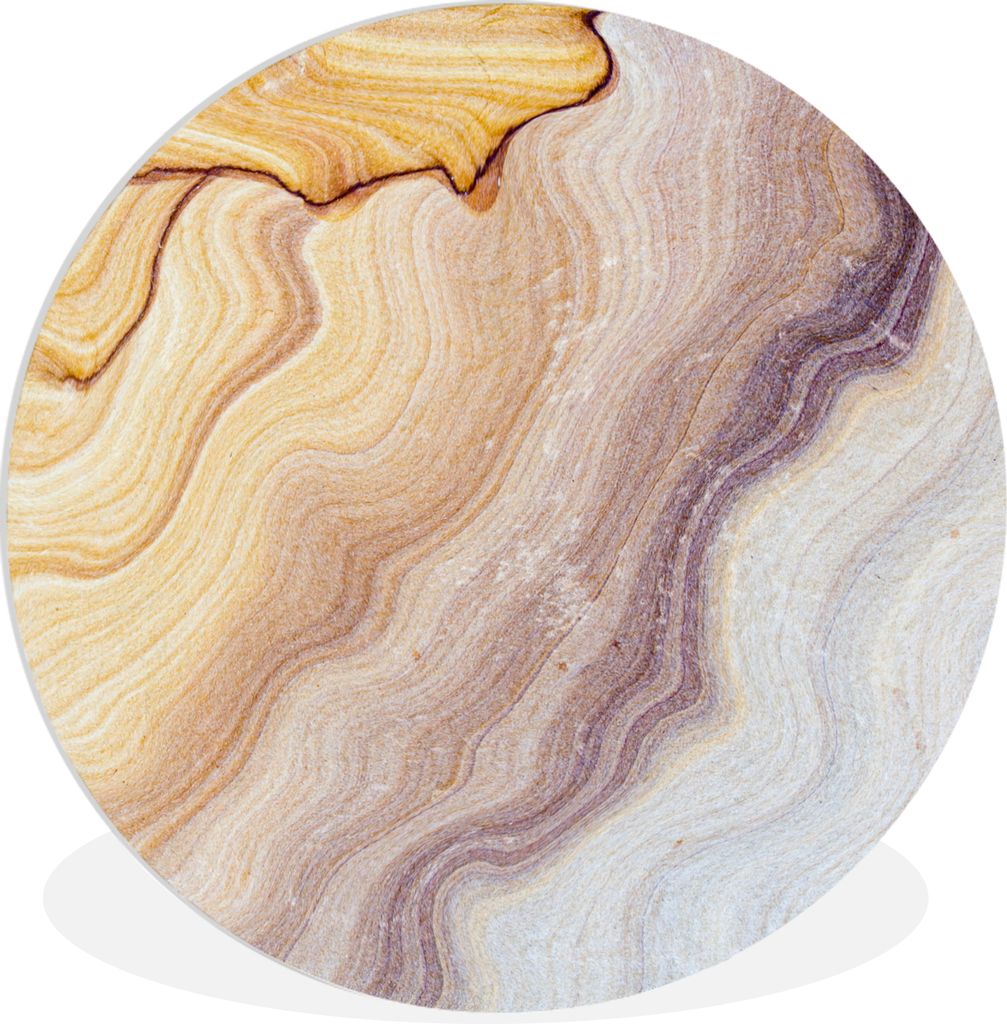 MuchoWow Rundes Wandbild - Runde Bilder Marmor - Textur - Sandstein - Gold - Marmoroptik Ø 30 cm Kreis Wanddekoration Kunststoff - Wandkreis - W...