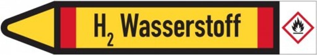 Dreifke Aufkleber I RKZ-Etikett H2 Wasserstoff, links, DIN, gelb/schwarz/rot...