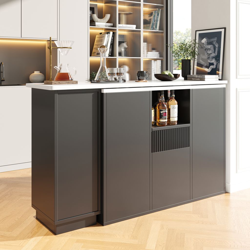 Abrihome Ausziehbar Bartisch mit Stauraum, 360° Drehbarer Produktbild 