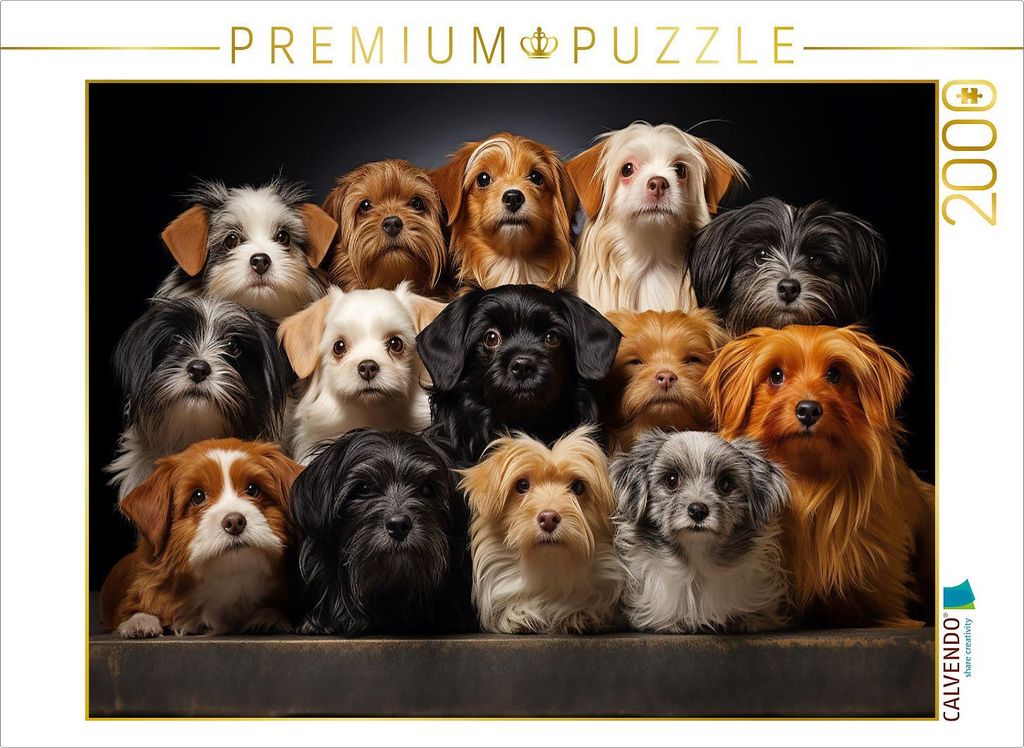CALVENDO Puzzle Viele kleine Hunde auf einem Bild | 2000 Teile Lege-Größe 90x67cm Foto-Puzzle für glückliche Stunden