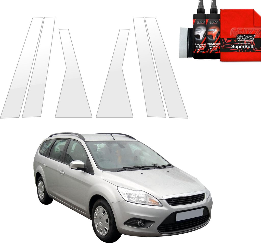 6in1 Schutzfolie für B-C-Säule - Ford Focus Mk2 Kombi Facelifting (2007-2011) Grizz Protector