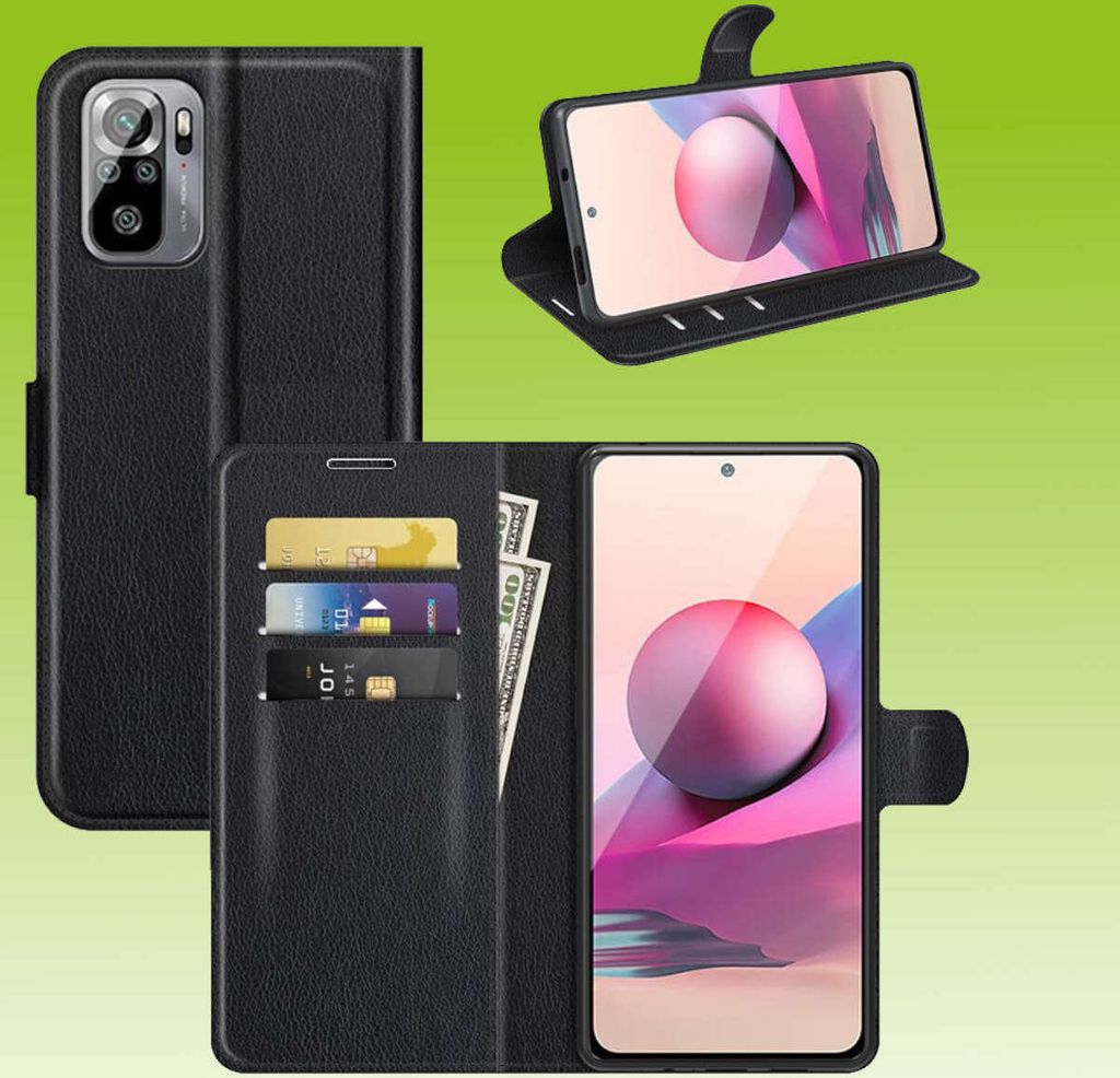 Für Xiaomi Redmi Note 10 Pro Handy Tasche Schwarz Etui Produktbild 