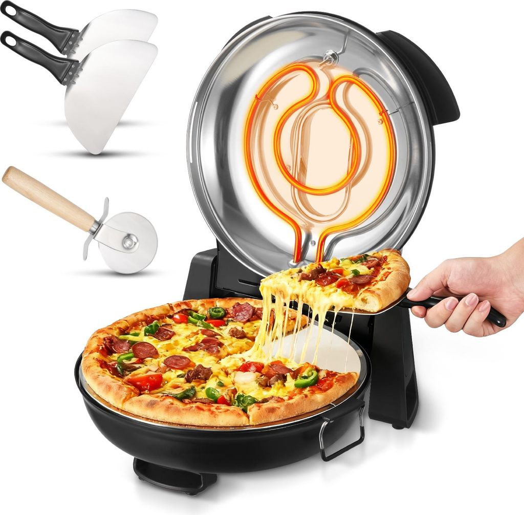 Elektryczny piec do pizzy VEVOR o mocy 1200 W z kamieniem Zdjęcie produktu 