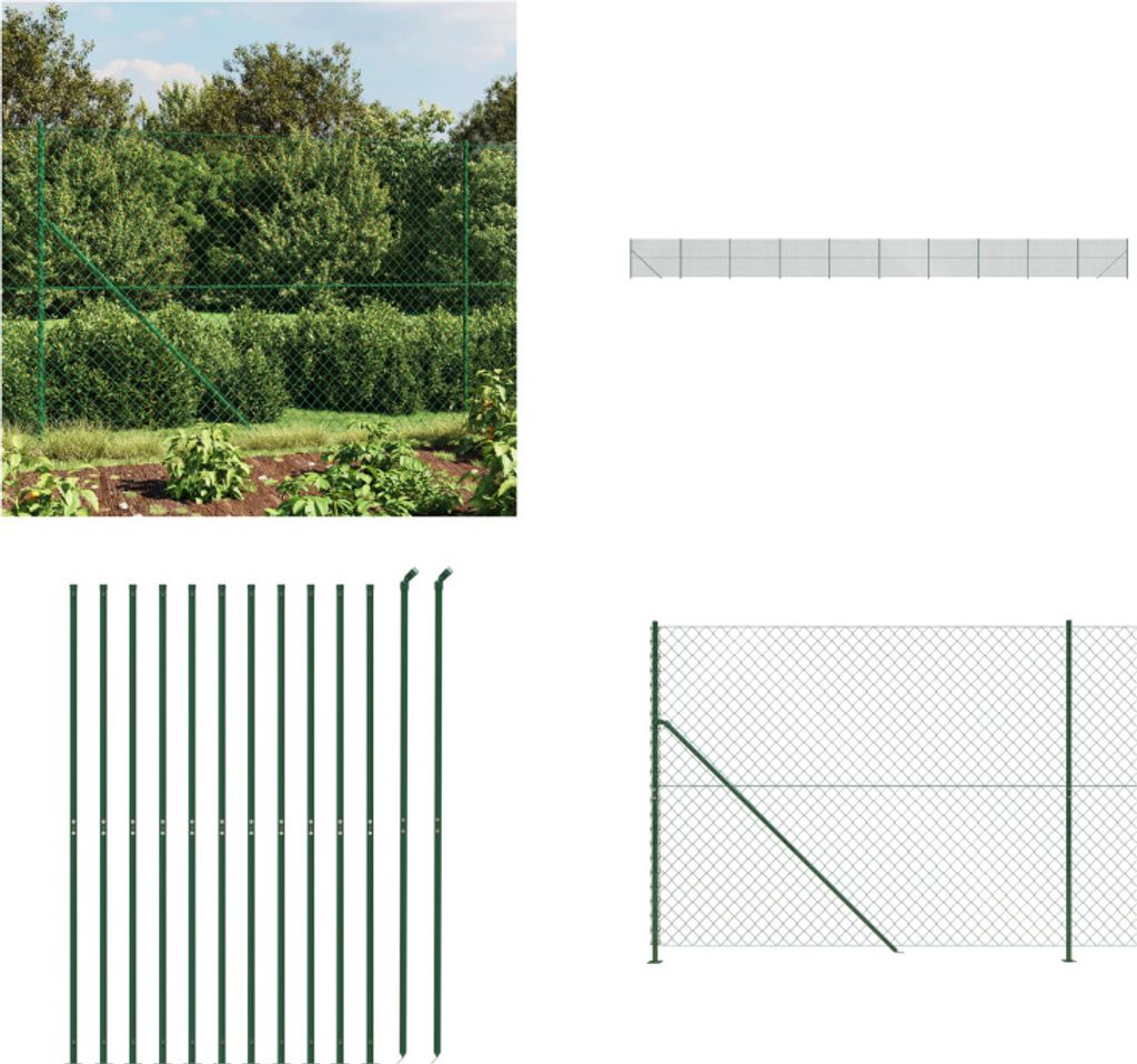 vidaXL Maschendrahtzaun mit Bodenflansch Grün 1,6x25 m - Maschendrahtzaun - Maschendrahtzäune - Maschendraht - Gartenzaun