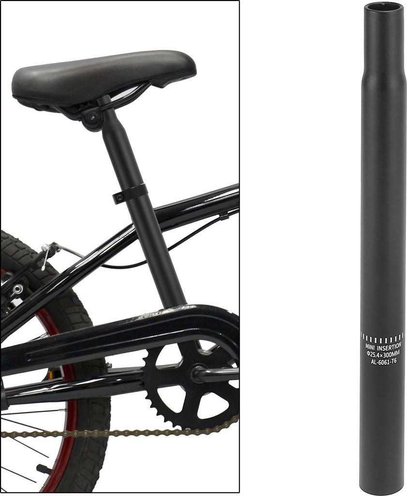 Fahrrad Sattelstütze Aluminiumlegierung Ohne Scale Mark 25.4x300mm Schwarz