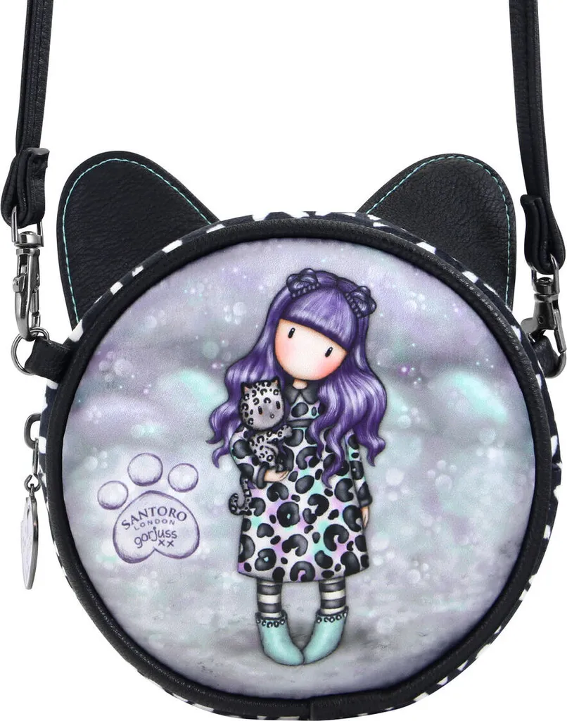 Petit sac besace enfant Gorjuss Smitten Kitten imprimé noir et blanc