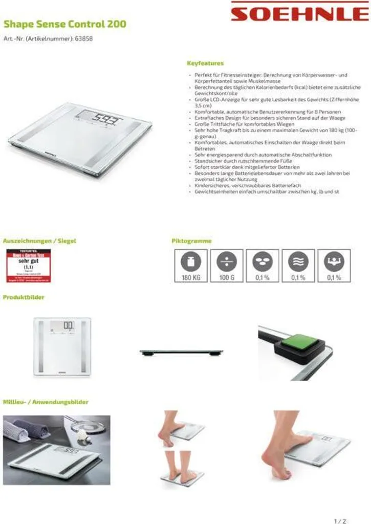Balance Impédancemètre Connectée Soehnle Shape Sense Control 200 - 33