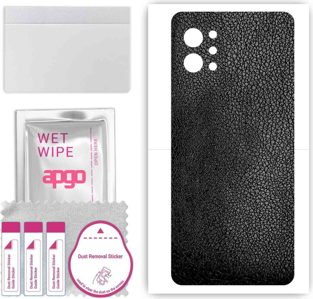 apgo Rückseite Schutzfolie, Skin, kompatibel mit LG Q92 5G, Hinten Displayschutzfolie aus Vinylfolie, kratzfest, einfache Montage - Schwarzes Leder